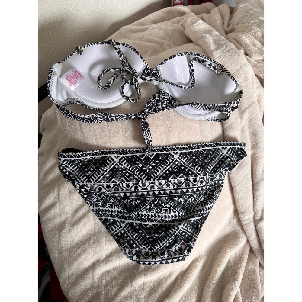 Xhilaration Black & White Tribal Print Push-Up Bikini Set Size Large - Picture 2 of 3
